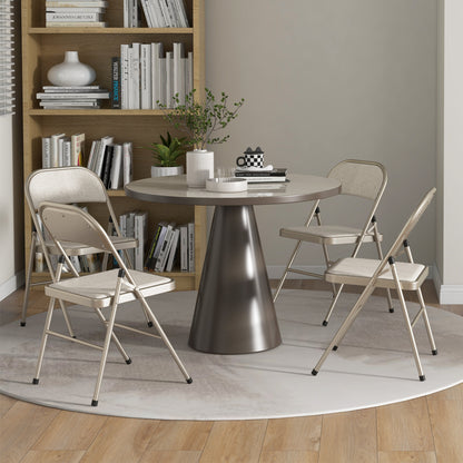 Set of 4 folding chairs portable dining chairs indoor foldable chair with linen cushion and steel frame 45 x 46 x 78 cm beige