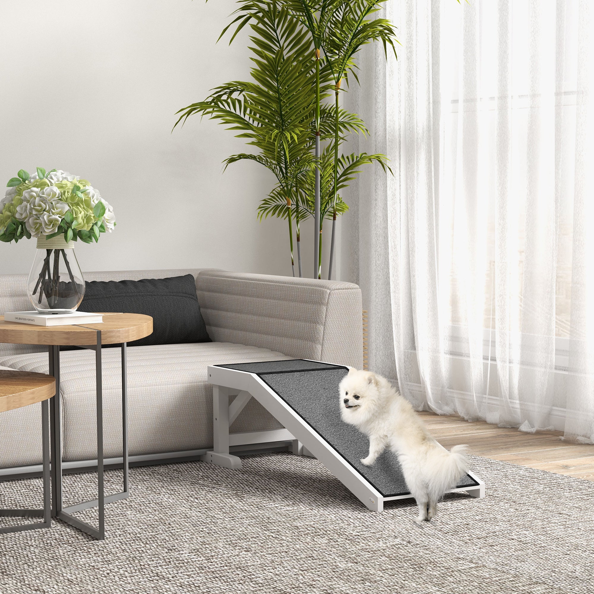 Dog Ramp Pet Staircase with Non-Slip Carpet, Dog Car Ramp, Car Boot Ramp Non-Slip Accessory for Boot, Cars, Trucks, and SUVs up to 30 kg 125 x 40 cm