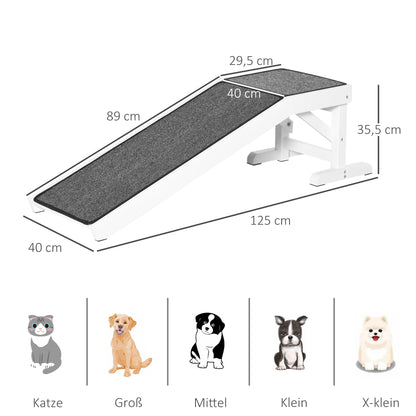 Dog Ramp Pet Staircase with Non-Slip Carpet, Dog Car Ramp, Car Boot Ramp Non-Slip Accessory for Boot, Cars, Trucks, and SUVs up to 30 kg 125 x 40 cm