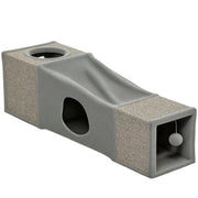 Cat Tunnel, Cat Toy with Play Ball, Cat Cave, Foldable Sisal Play Tunnel, Combined Design, Brown+Gray, 98 x 30 x 30 cm