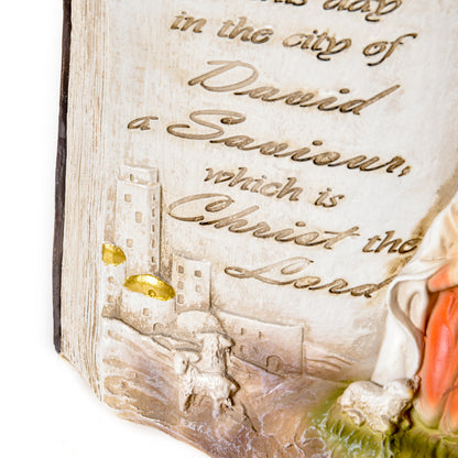 Christmas Nativity Scene with 3D Statuettes and Engraving, Nativity, Resin Christmas Decoration, 21.5cm x 9.5cm x 14cm