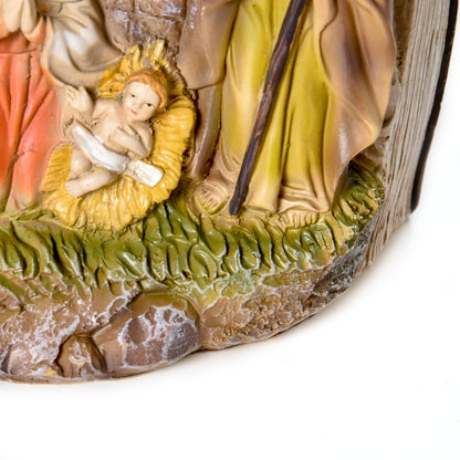 Christmas Nativity Scene with 3D Statuettes and Engraving, Nativity, Resin Christmas Decoration, 21.5cm x 9.5cm x 14cm
