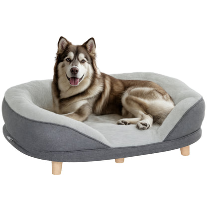 Dog Sofa Dog Couch, Washable Cover, Pet Sofa with Backrest and Wooden Legs, Cat Sofa, Dog Bed for medium-sized dogs up to 25 kg, 90cm x 78cm x 25cm, Gray