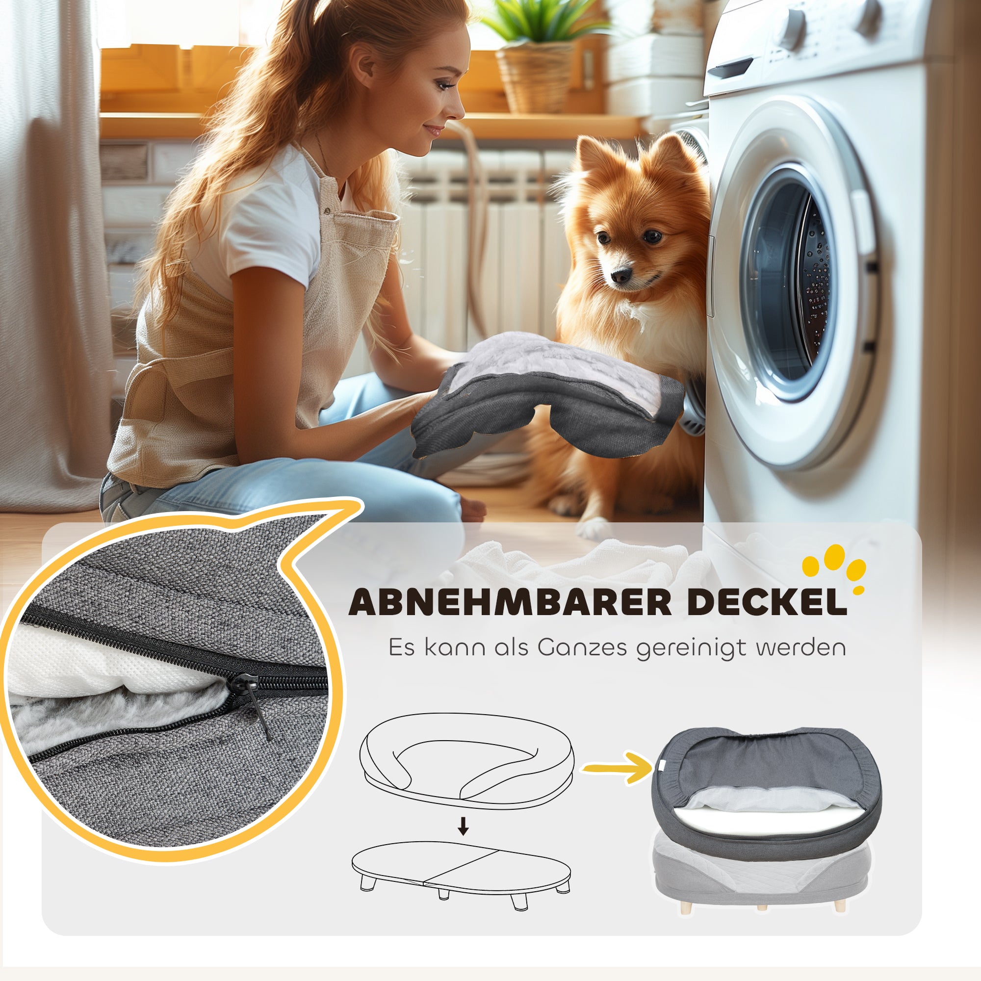 Dog Sofa Dog Couch, Washable Cover, Pet Sofa with Backrest and Wooden Legs, Cat Sofa, Dog Bed for medium-sized dogs up to 25 kg, 90cm x 78cm x 25cm, Gray