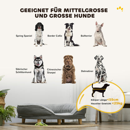 Dog Sofa Dog Couch, Washable Cover, Pet Sofa with Backrest and Wooden Legs, Cat Sofa, Dog Bed for medium-sized dogs up to 25 kg, 90cm x 78cm x 25cm, Gray