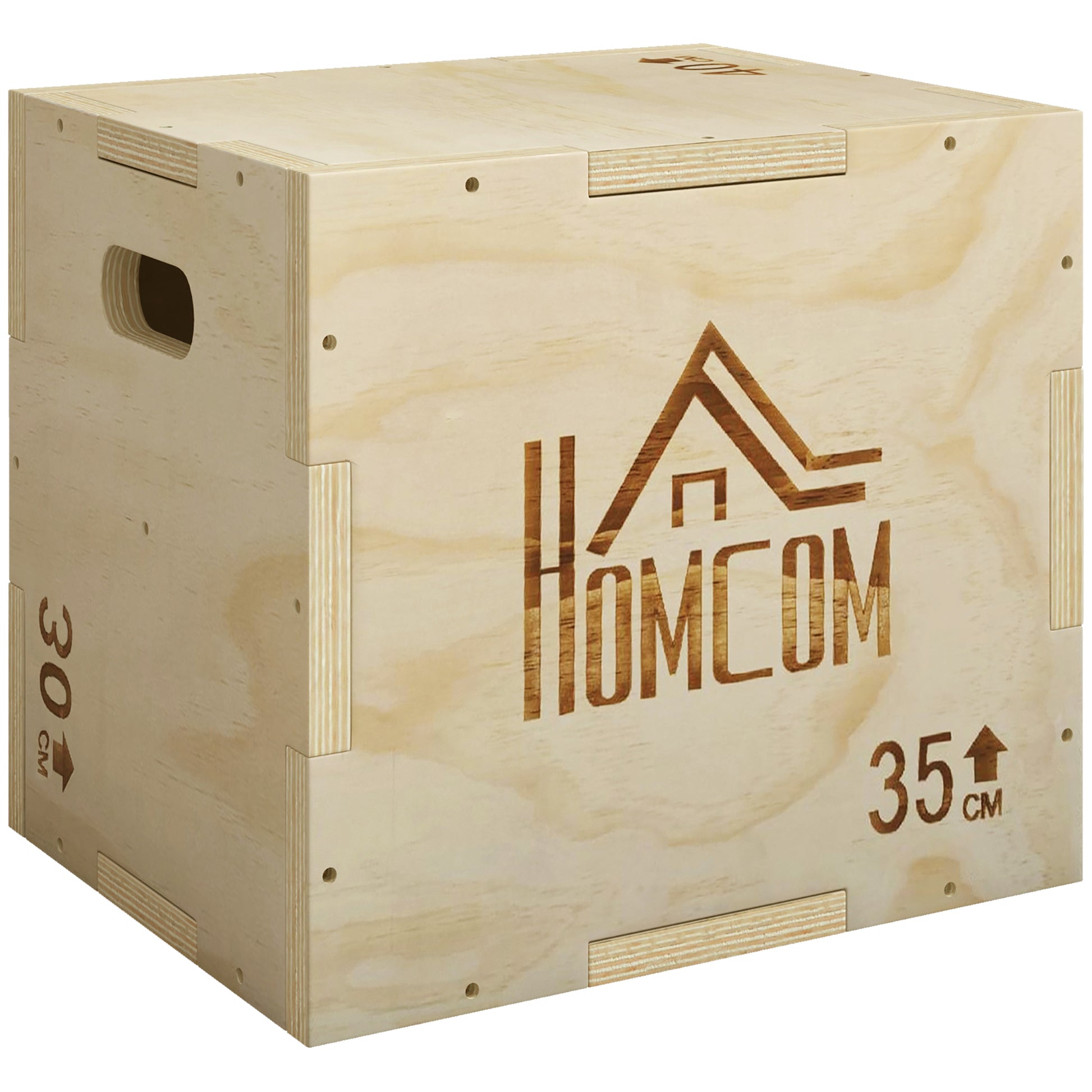 3-in-1 Plyometric Box Jump Crossfit Fitness & Muscular Training Plyobox for Box Training 40.5/35.5/30.5 cm in Wood