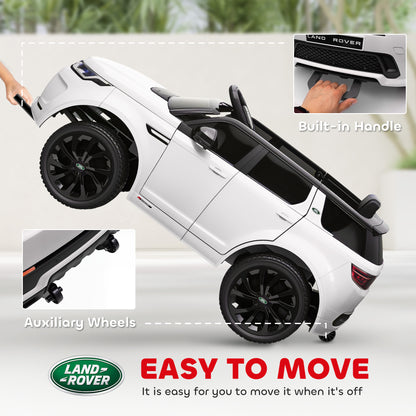 Kids Electric Car 12V Land Rover Discovery Sport Children's Vehicle with 2.4G Remote Control, Music, Horn, Electric Car with LED Lights, USB/MP3 Connection, 3-5 km/h, for Kids 3-6 Years, White