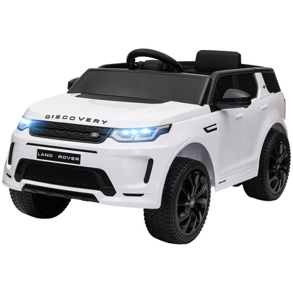 Kids Electric Car 12V Land Rover Discovery Sport Children's Vehicle with 2.4G Remote Control, Music, Horn, Electric Car with LED Lights, USB/MP3 Connection, 3-5 km/h, for Kids 3-6 Years, White
