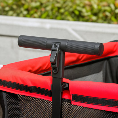 2-in-1 Folding Dog Stroller for Dogs & Cats up to 30 kg Pet Wagon with Cushion Mesh Windows 2 Doors Storage Bag Cat Stroller Buggy Red