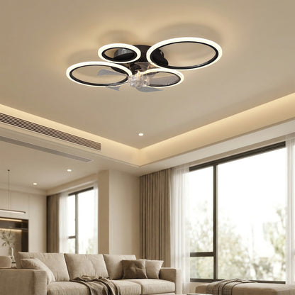 LED Ceiling Fan Light, Quiet 30" (77 cm) with Remote — 6 Speeds, 3 Color Temperatures, DC Motor, Timer — Black