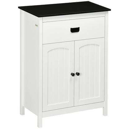 Bathroom Cabinet Auxiliary Bathroom Furniture with 1 Drawer 2 Doors and Adjustable Shelf for Sink Shower Modern Style 23.6x11.8x31.5 inches White