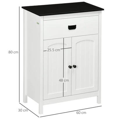 Bathroom Cabinet Auxiliary Bathroom Furniture with 1 Drawer 2 Doors and Adjustable Shelf for Sink Shower Modern Style 23.6x11.8x31.5 inches White
