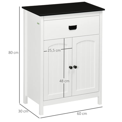 Bathroom Cabinet Auxiliary Bathroom Furniture with 1 Drawer 2 Doors and Adjustable Shelf for Sink Shower Modern Style 23.6x11.8x31.5 inches White