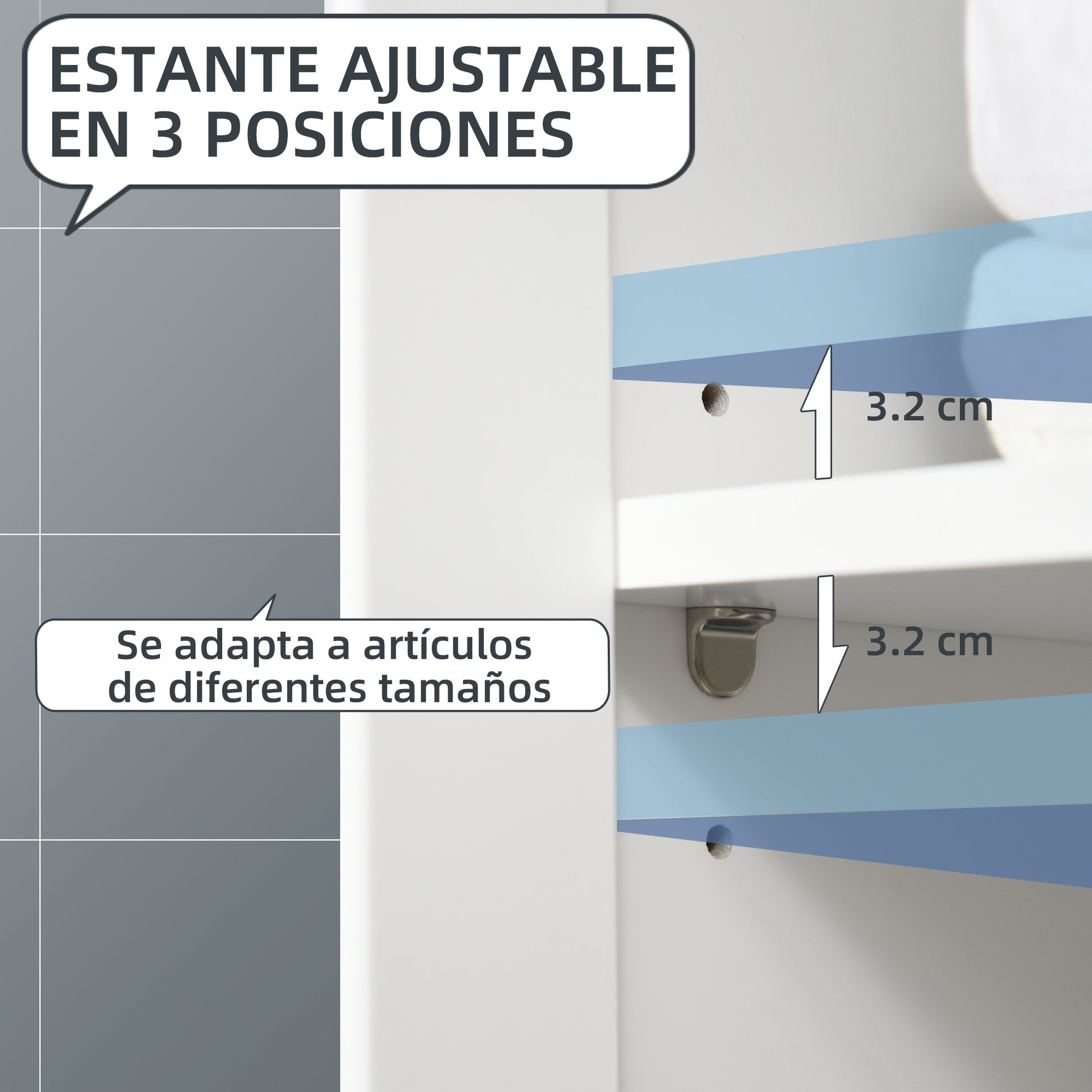 Bathroom Cabinet Auxiliary Bathroom Furniture with 1 Drawer 2 Doors and Adjustable Shelf for Sink Shower Modern Style 23.6x11.8x31.5 inches White