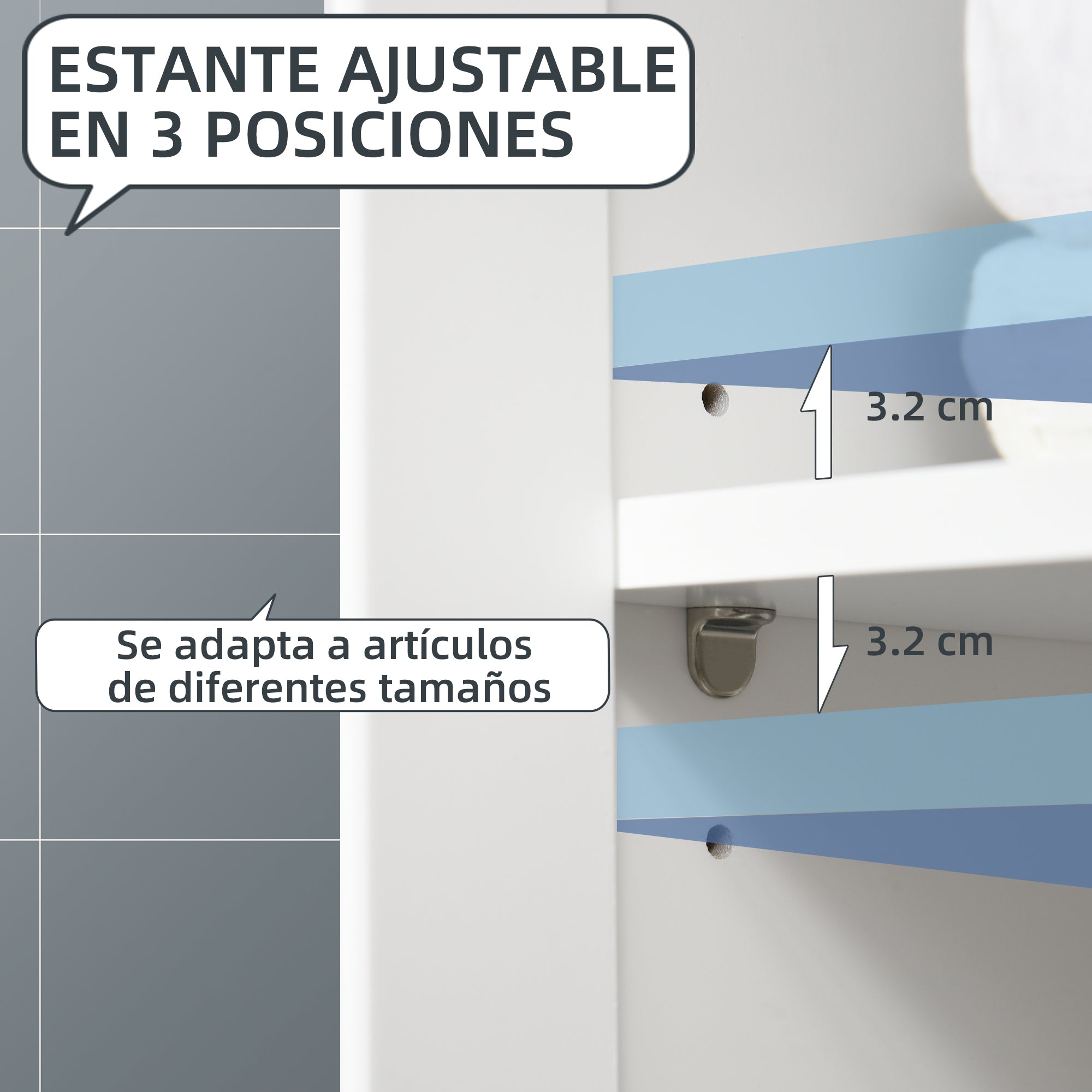 Bathroom Cabinet Auxiliary Bathroom Furniture with 1 Drawer 2 Doors and Adjustable Shelf for Sink Shower Modern Style 23.6x11.8x31.5 inches White