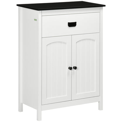Bathroom Cabinet Auxiliary Bathroom Furniture with 1 Drawer 2 Doors and Adjustable Shelf for Sink Shower Modern Style 23.6x11.8x31.5 inches White