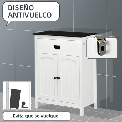 Bathroom Cabinet Auxiliary Bathroom Furniture with 1 Drawer 2 Doors and Adjustable Shelf for Sink Shower Modern Style 23.6x11.8x31.5 inches White