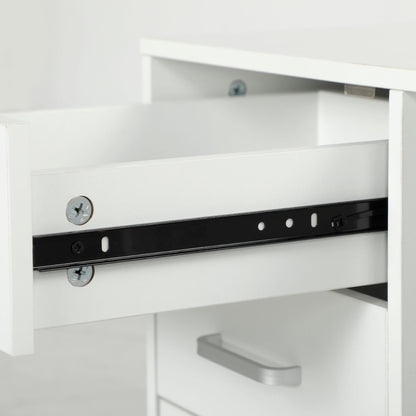 Office Document Storage Drawer with 3 Drawers, Wooden Office Furniture with Wheels, 2 Compartments and Lockable Drawer with Keys, for Office and Study, 60x40x56 cm, White