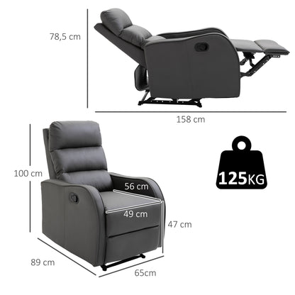 Recliner Chair, TV Armchair with Reclining Function, 160° Tiltable TV Chair, Relaxing Chair, Reclining Armchair for Living Room, Bedroom, Faux Leather, Dark Gray