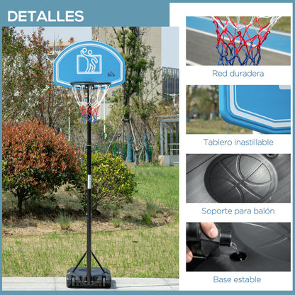 Outdoor Adjustable Height Basketball Hoop 160-210 cm Portable Basketball Hoop with Wheels PE Board and Fillable Base 76x70x197.5-254 cm Black and Blue