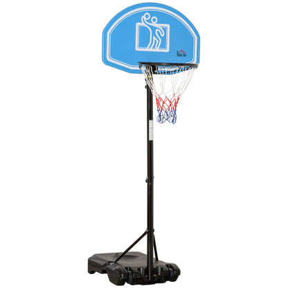 Outdoor Adjustable Height Basketball Hoop 160-210 cm Portable Basketball Hoop with Wheels PE Board and Fillable Base 76x70x197.5-254 cm Black and Blue