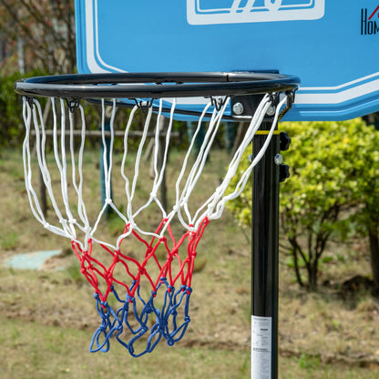Outdoor Adjustable Height Basketball Hoop 160-210 cm Portable Basketball Hoop with Wheels PE Board and Fillable Base 76x70x197.5-254 cm Black and Blue