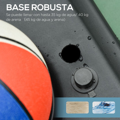 Outdoor Adjustable Height Basketball Hoop 160-210 cm Portable Basketball Hoop with Wheels PE Board and Fillable Base 76x70x197.5-254 cm Black and Blue