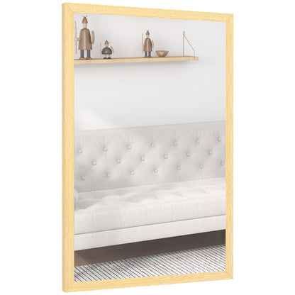 Rectangular Wall Mirror 23.6 x 15.7 in, Natural Wood Frame — Ideal for Bathroom, Living Room or Bedroom