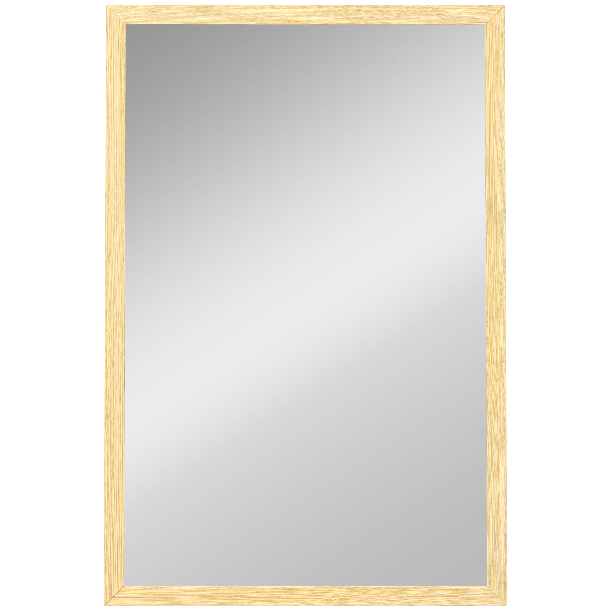 Rectangular Wall Mirror 23.6 x 15.7 in, Natural Wood Frame — Ideal for Bathroom, Living Room or Bedroom