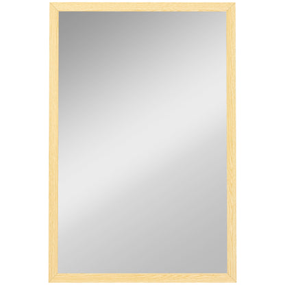 Rectangular Wall Mirror 23.6 x 15.7 in, Natural Wood Frame — Ideal for Bathroom, Living Room or Bedroom