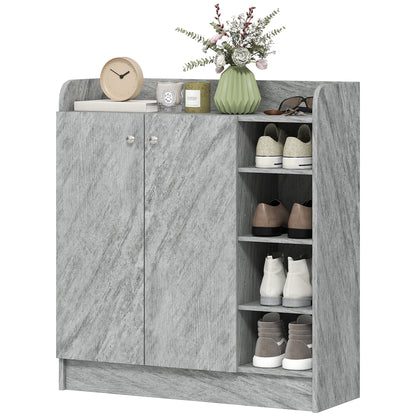 Shoe Cabinet with 4 Compartments – Holds 12 Pairs, 83 x 30 x 90 cm (Gray)