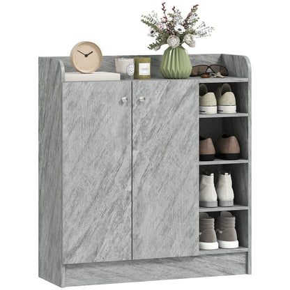 Shoe Cabinet with 4 Compartments – Holds 12 Pairs, 83 x 30 x 90 cm (Gray)