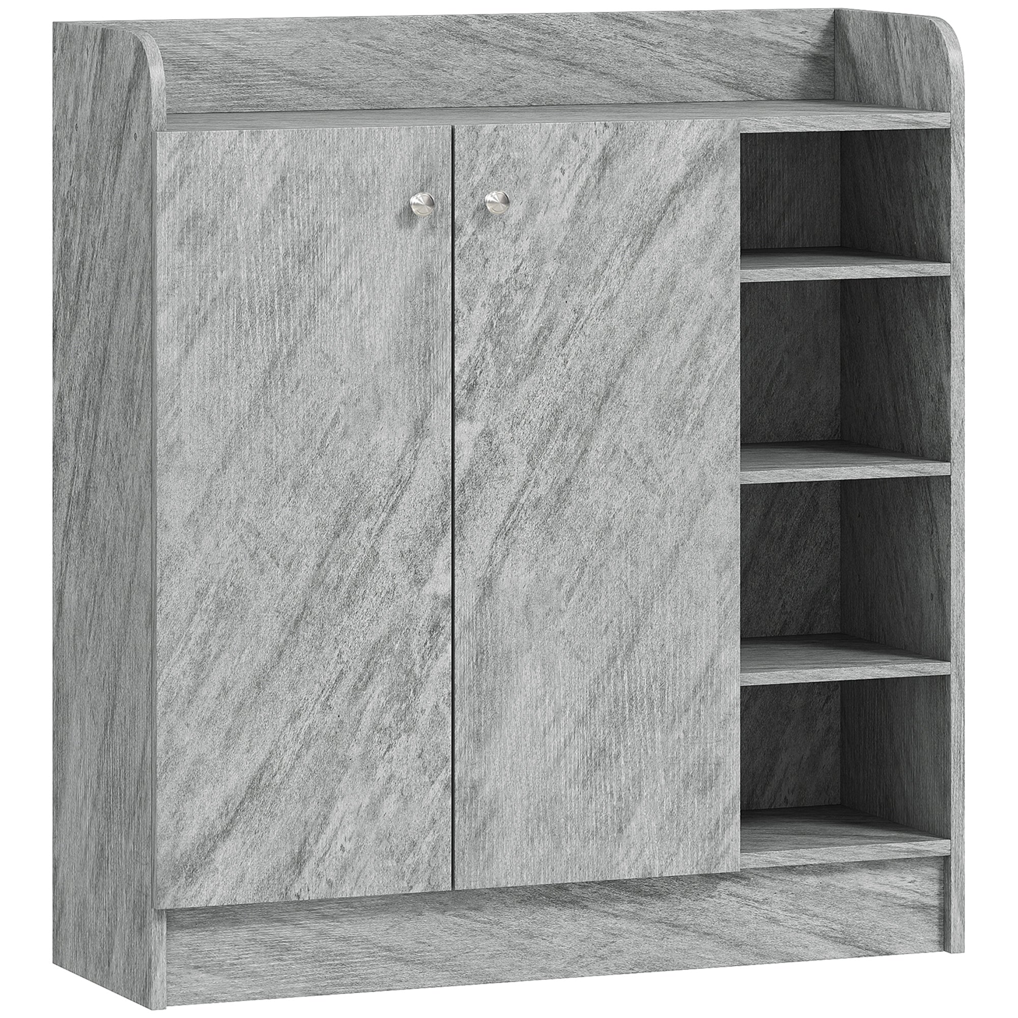 Shoe Cabinet with 4 Compartments – Holds 12 Pairs, 83 x 30 x 90 cm (Gray)