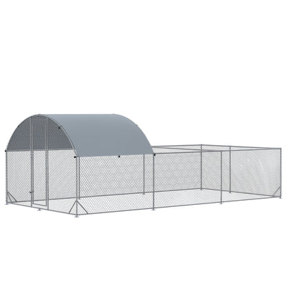 Outdoor Chicken Run Steel 570x280cm, Cage for Rabbits and Ducks with Anti-UV PE Cover