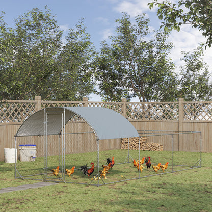 Outdoor Chicken Run Steel 570x280cm, Cage for Rabbits and Ducks with Anti-UV PE Cover