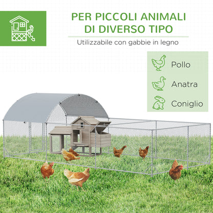 Outdoor Chicken Run Steel 570x280cm, Cage for Rabbits and Ducks with Anti-UV PE Cover