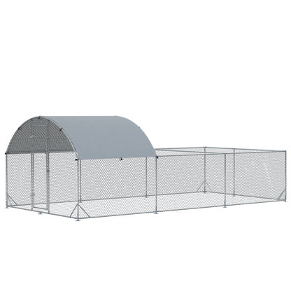 Outdoor Chicken Run Steel 570x280cm, Cage for Rabbits and Ducks with Anti-UV PE Cover