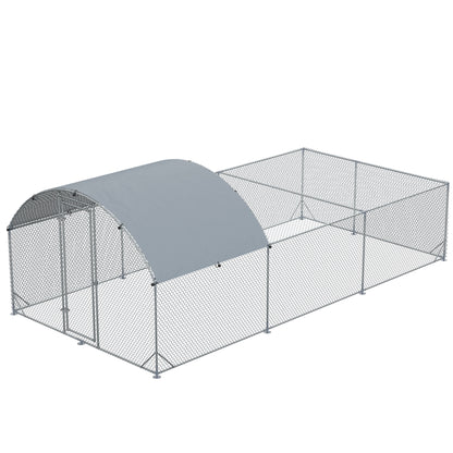 Outdoor Chicken Run Steel 570x280cm, Cage for Rabbits and Ducks with Anti-UV PE Cover