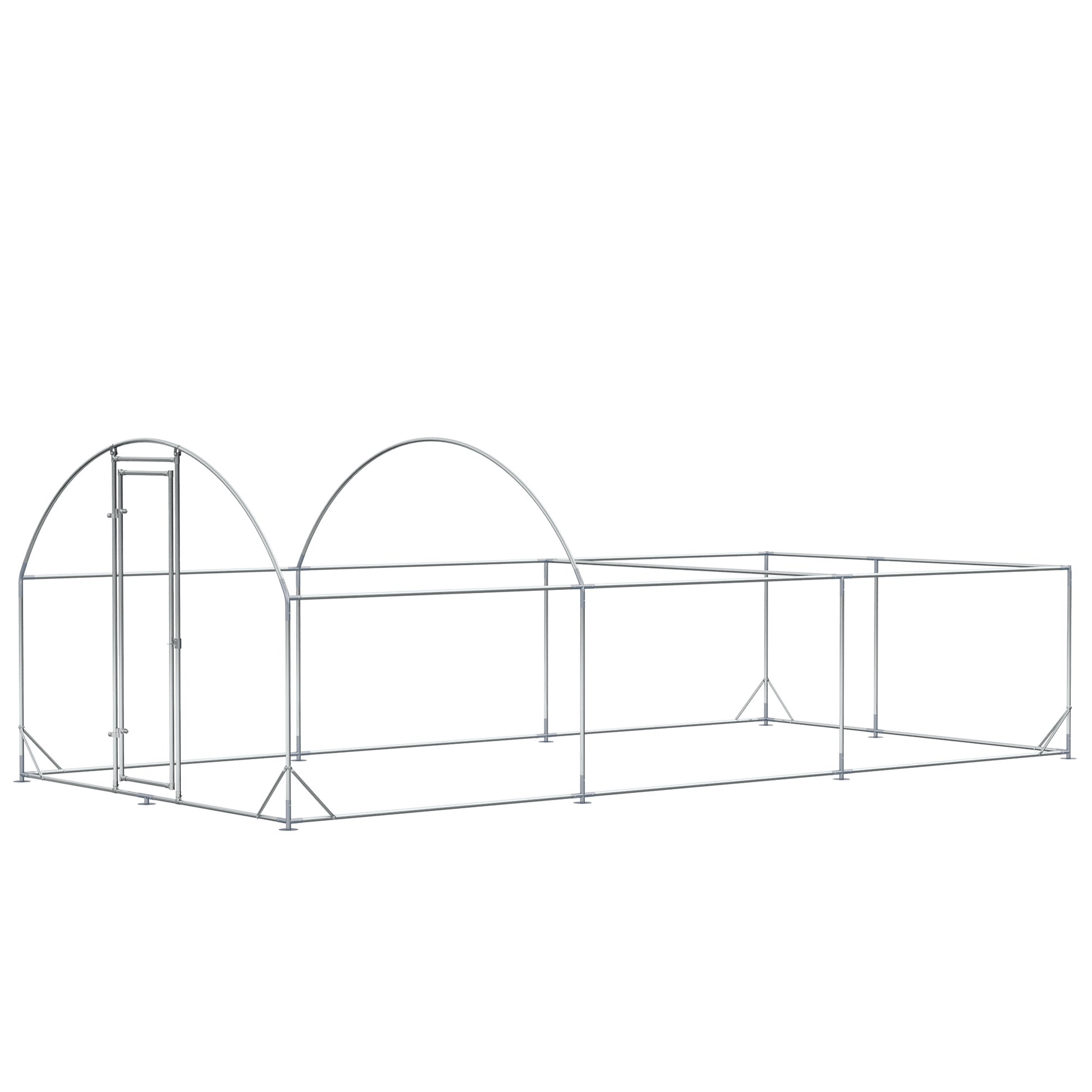 Outdoor Chicken Run Steel 570x280cm, Cage for Rabbits and Ducks with Anti-UV PE Cover
