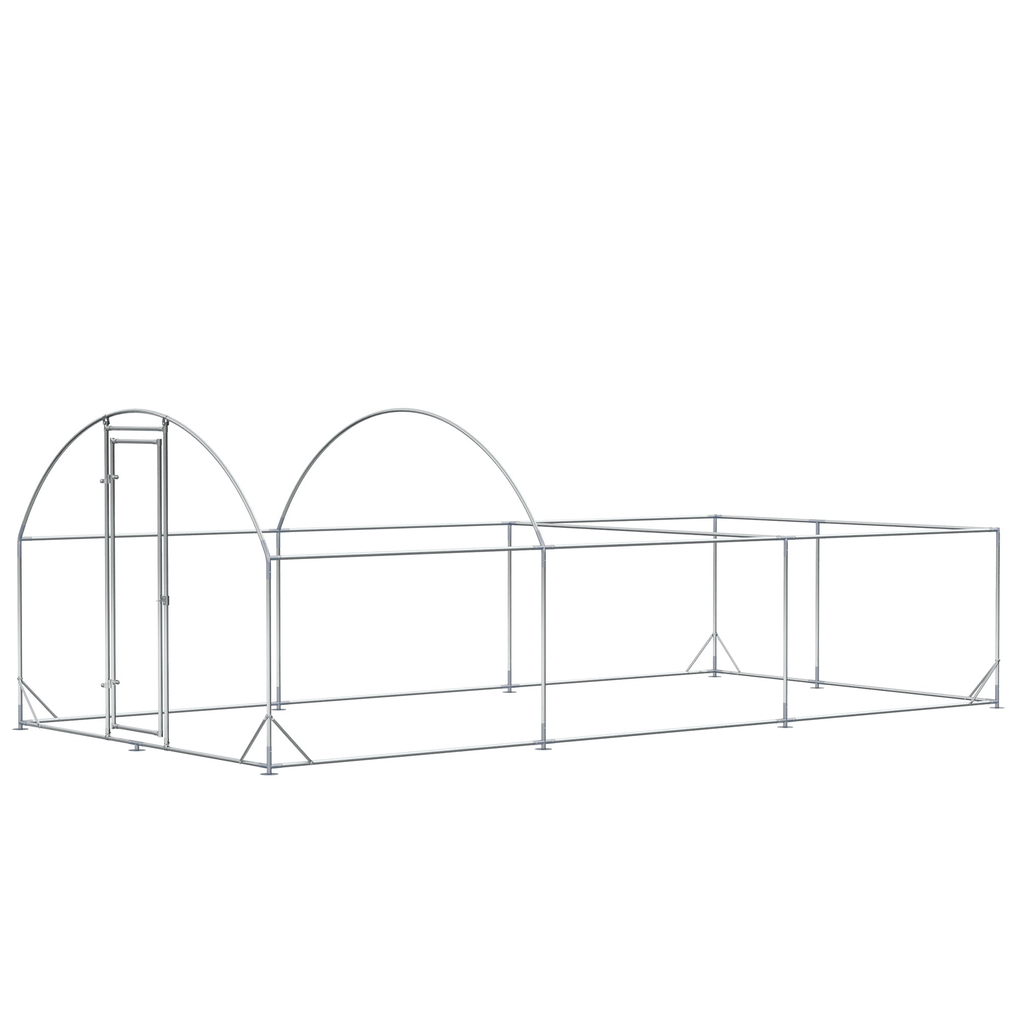 Outdoor Chicken Run Steel 570x280cm, Cage for Rabbits and Ducks with Anti-UV PE Cover