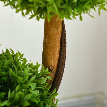 Artificial Tree, Artificial Plant, Boxwood with 3 Bamboo Leaf Balls, Pot Included, Indoor and Outdoor, Height 110 cm, No Assembly Required, Green