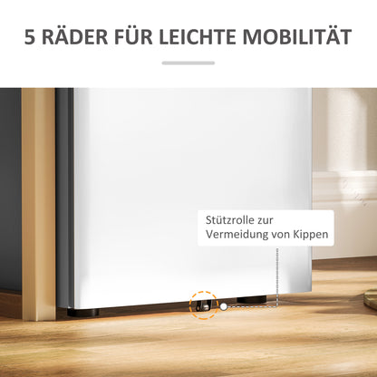 Rolling Container, Mobile Filing Cabinet with 3 Drawers, Lockable Office Cabinet with Hanging File Organizer, Storage, Steel, 39 x 48 x 59 cm White+Gray