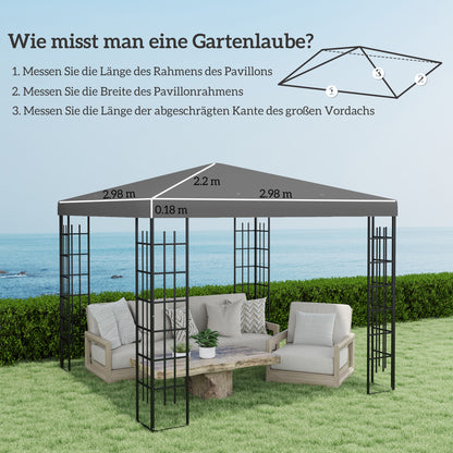 Replacement Roof for Pavilion 3 x 3 m, waterproof Pavilion Canopy, Replacement Cover for Garden Pavilion, Parts made of Oxford Fabric, 370 g/m², Dark Gray