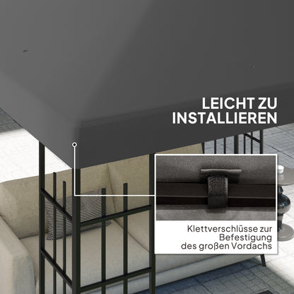 Replacement Roof for Pavilion 3 x 3 m, waterproof Pavilion Canopy, Replacement Cover for Garden Pavilion, Parts made of Oxford Fabric, 370 g/m², Dark Gray