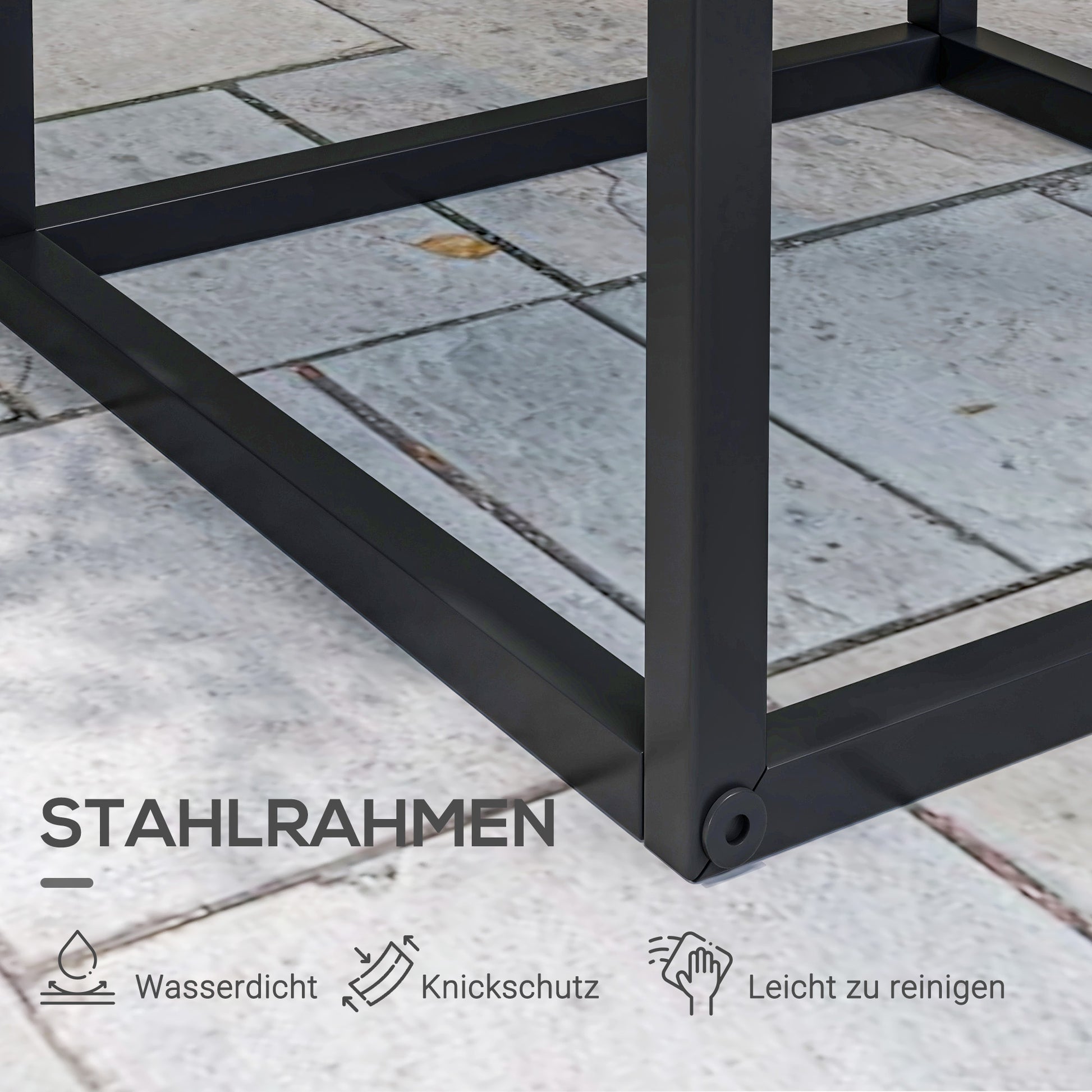 Set of 2 Plant Stands, Flower Stools with Steel Legs, Scandinavian Design, Flower Stand for Garden, Balcony, Black