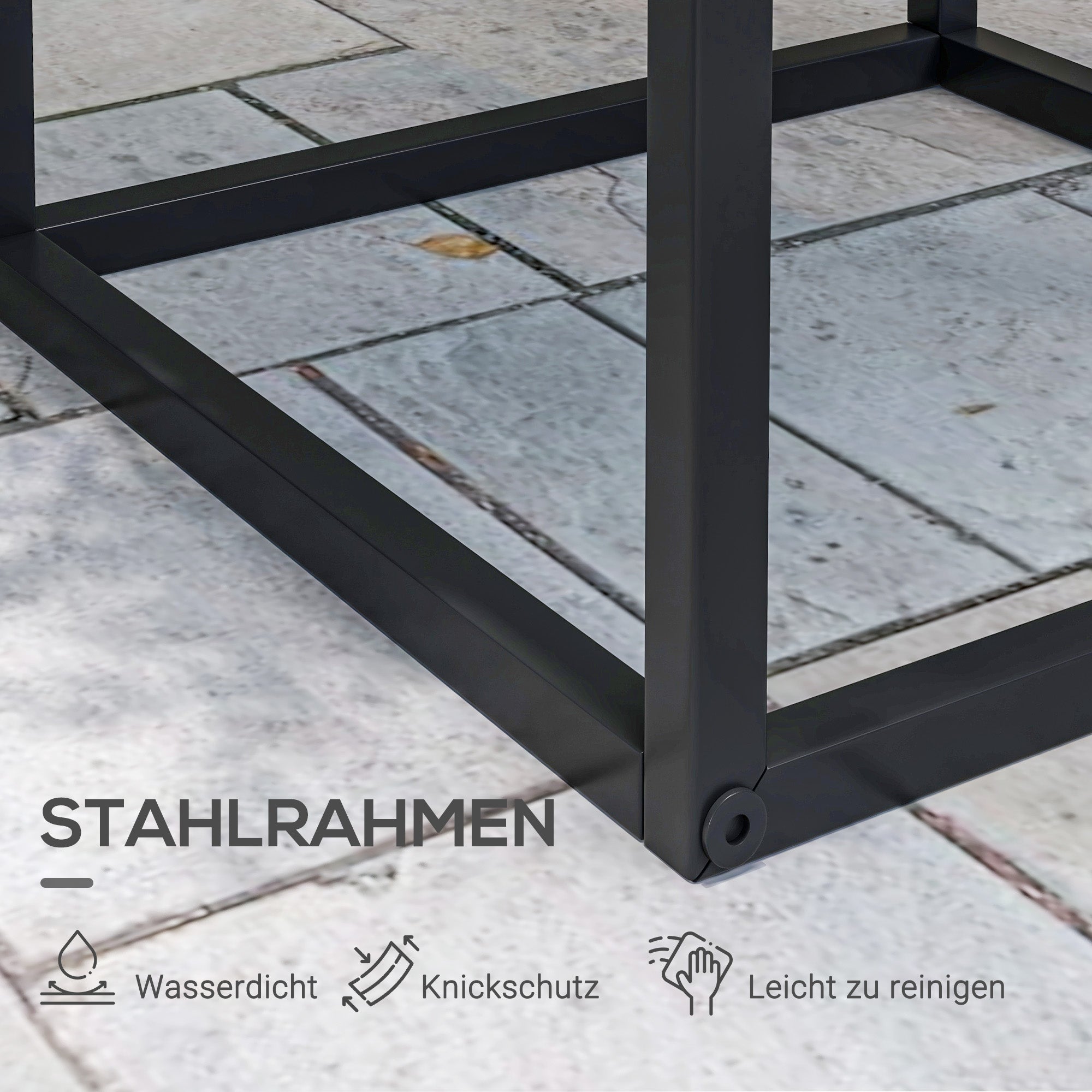 Set of 2 Plant Stands, Flower Stools with Steel Legs, Scandinavian Design, Flower Stand for Garden, Balcony, Black