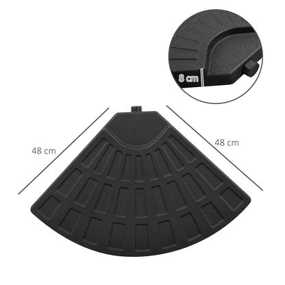 Umbrella Weight 4-Piece Parasol Base for Umbrella Fillable with 52 kg of Water or 68 kg of Sand HDPE Black