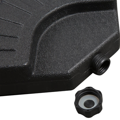 Umbrella Weight 4-Piece Parasol Base for Umbrella Fillable with 52 kg of Water or 68 kg of Sand HDPE Black