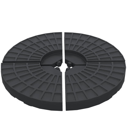 Umbrella Weight 4-Piece Parasol Base for Umbrella Fillable with 52 kg of Water or 68 kg of Sand HDPE Black