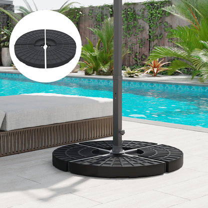 Umbrella Weight 4-Piece Parasol Base for Umbrella Fillable with 52 kg of Water or 68 kg of Sand HDPE Black